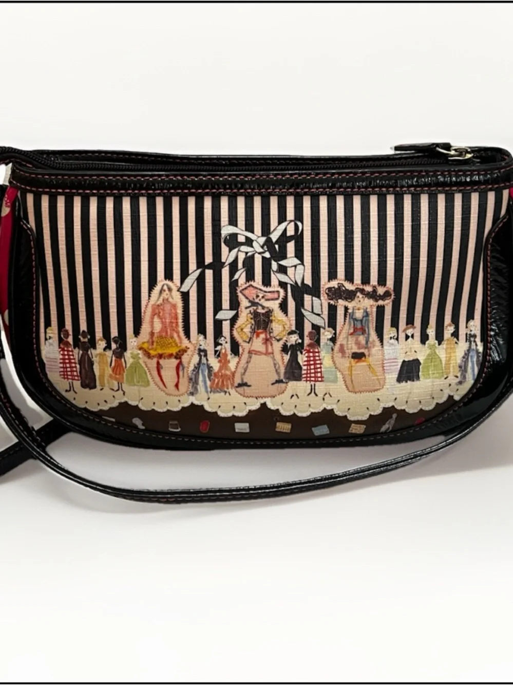 Sonovi London Illustrated Fashion‎ Scene Shoulder Bag Striped Y2K Novelty Purse
